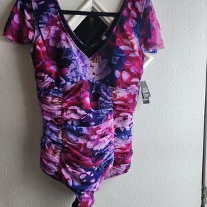 Torrid Purple and Pink Floral One Piece Swimsuit